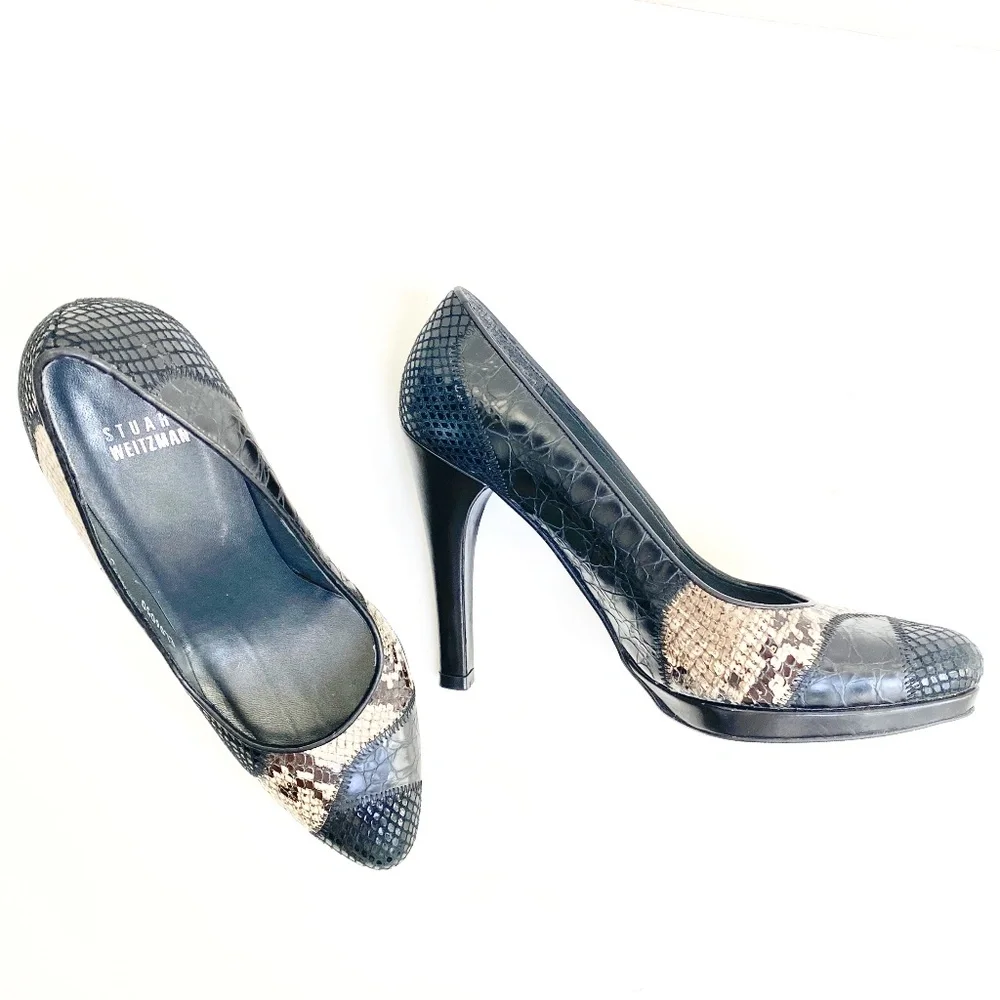 Stuart Weitzman Snakeprint Heels Size 6.5 - Picture 2 of 12